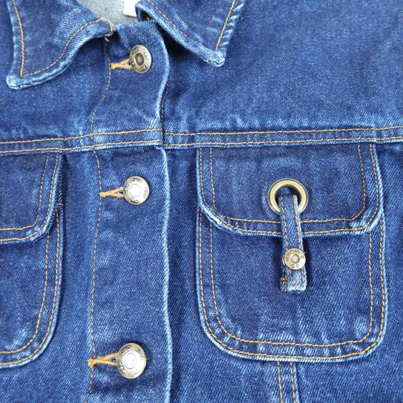 Vintage Y2K cleo Jean Jacket Women's Medium 100% Cotton Denim Trucker Coat - Picture 5 of 9